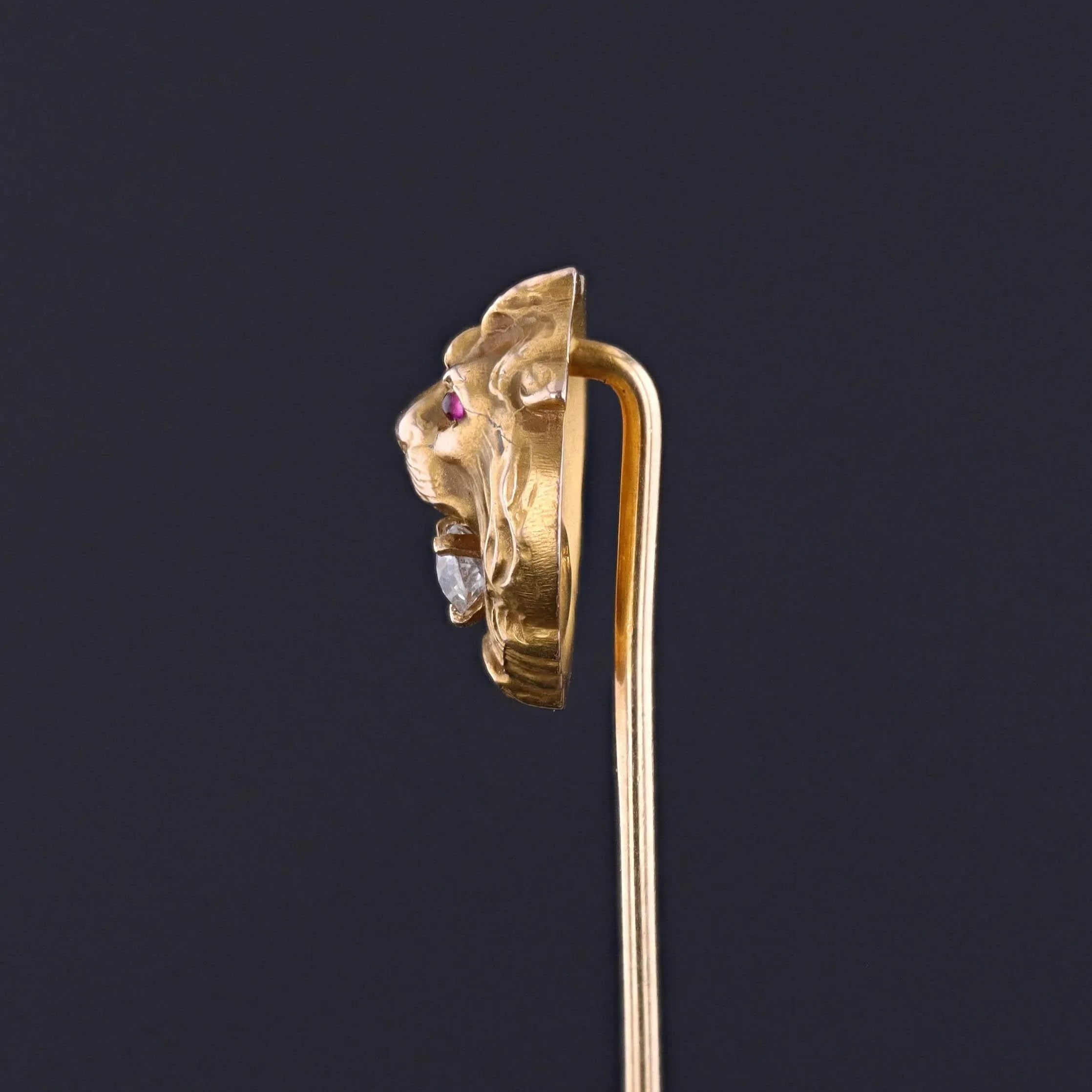 Antique Lion Stickpin of 14k Gold