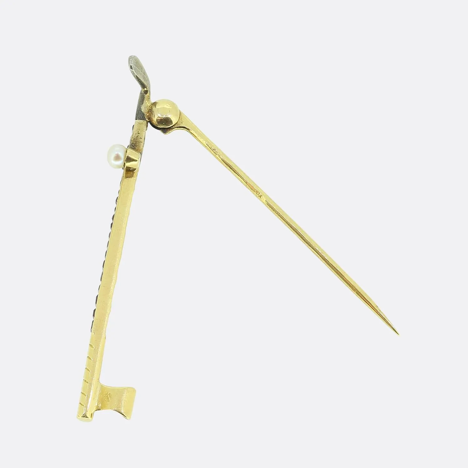 Antique Pearl and Ruby Golf Club Brooch