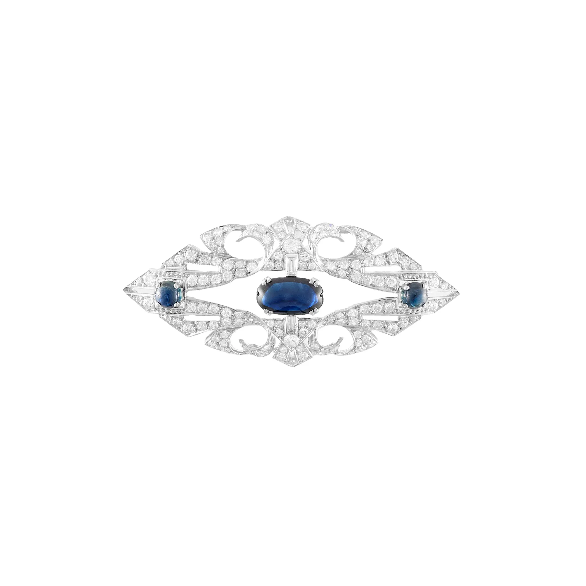Antique Platinum Sapphire Brooch
