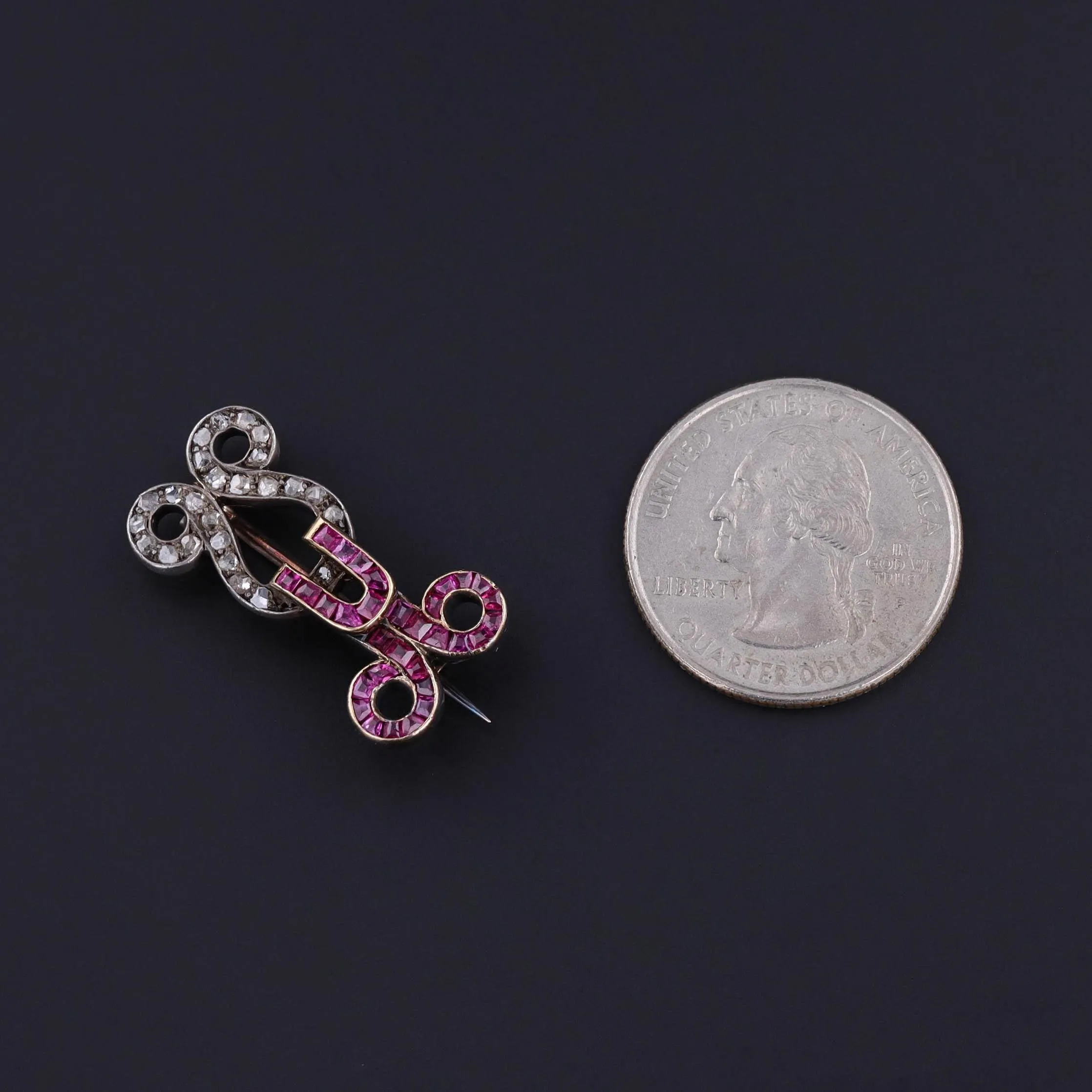 Antique Ruby and Diamond Brooch of 12ct Gold