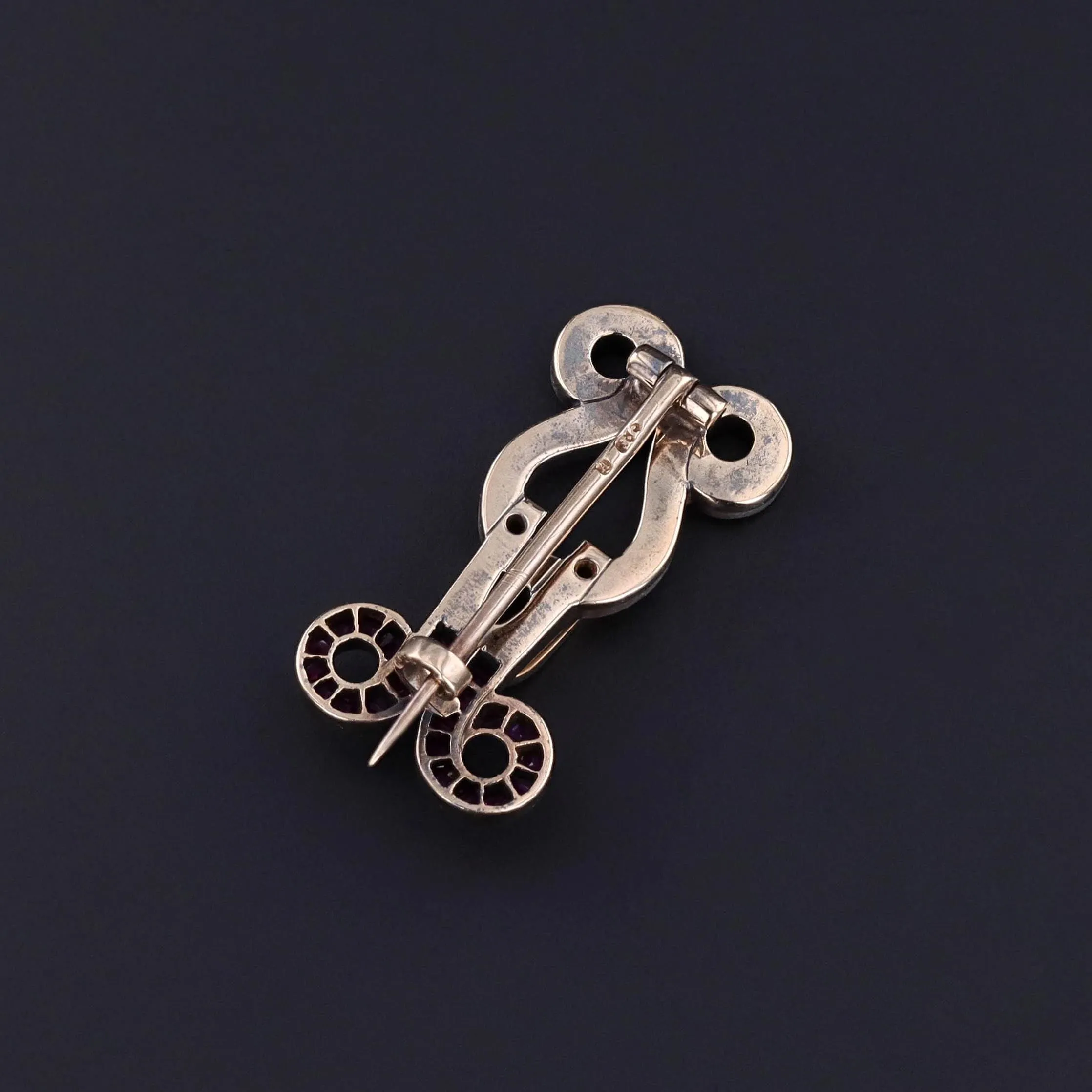 Antique Ruby and Diamond Brooch of 12ct Gold