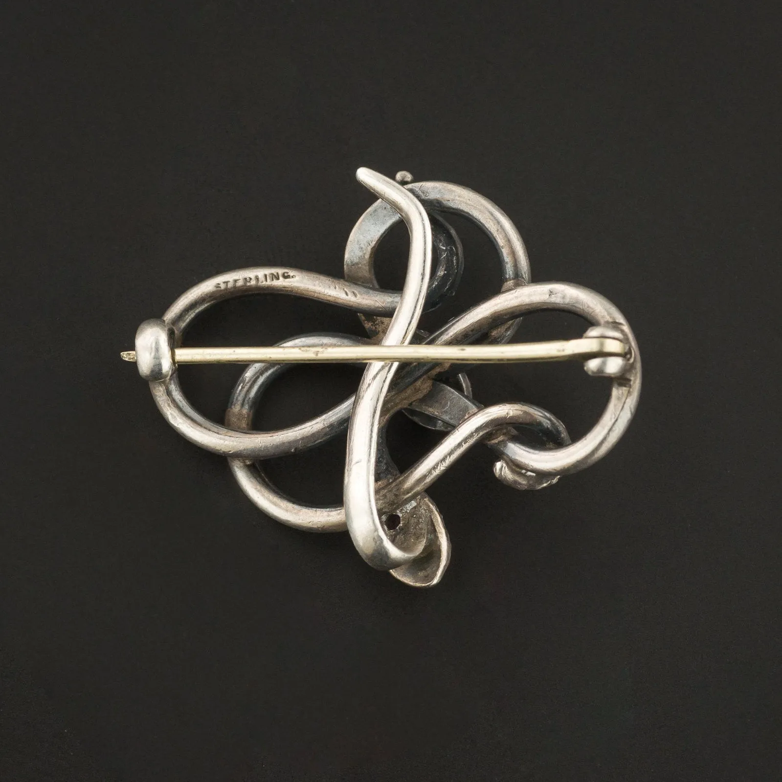 Antique Silver Snake Brooch | Antique Double Snake Watch Pin
