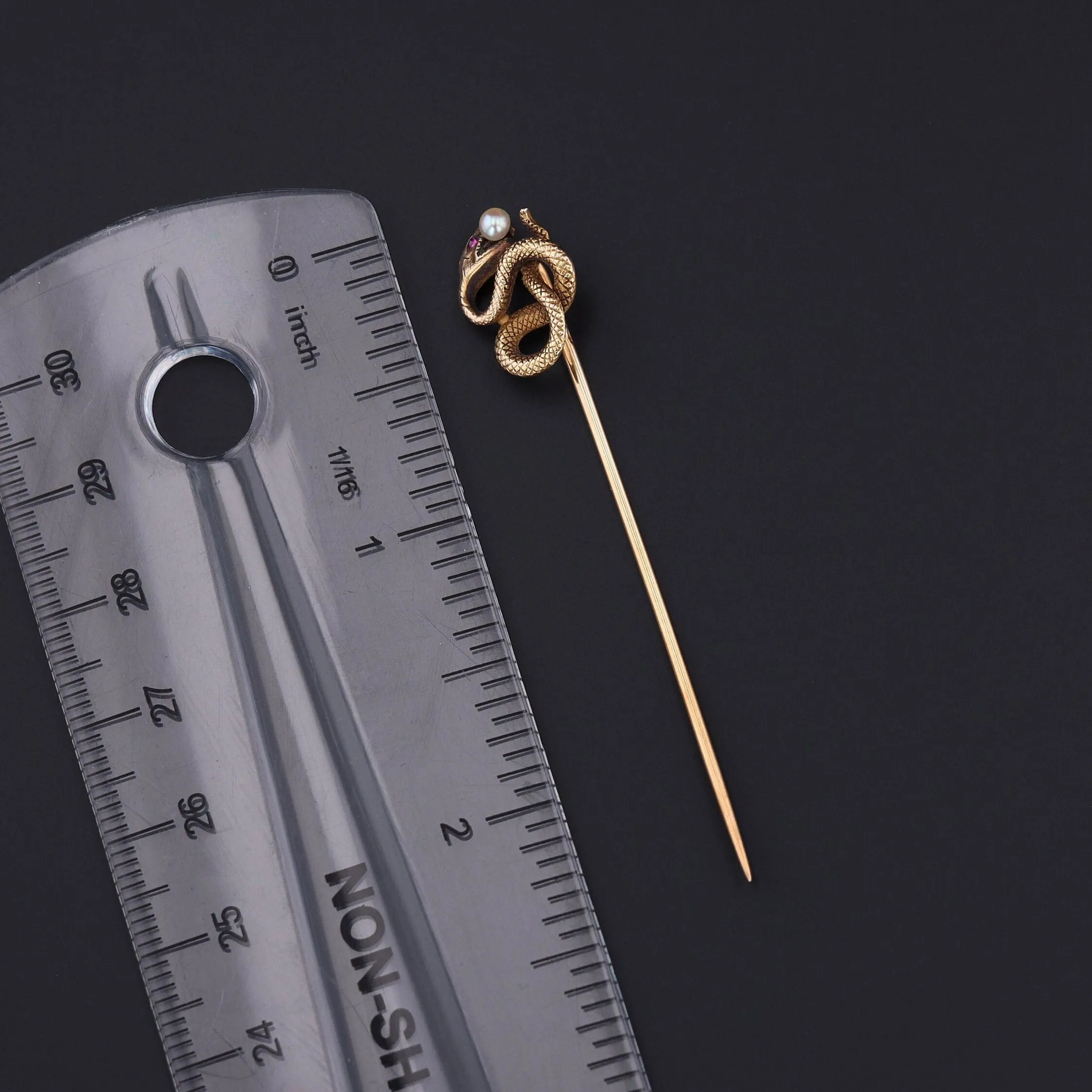Antique Snake Stickpin of 14k Gold