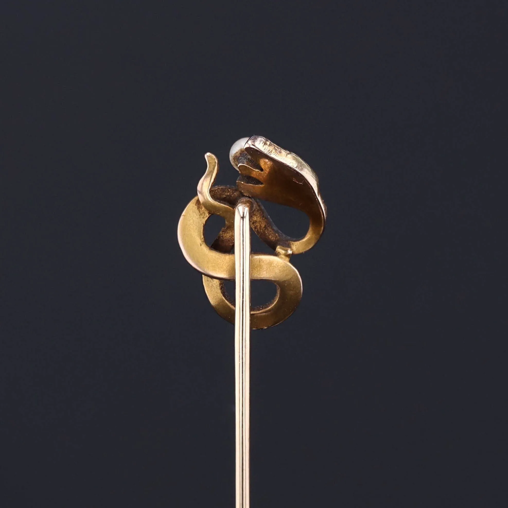 Antique Snake Stickpin of 14k Gold