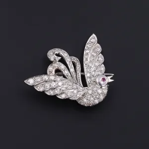 Art Deco Diamond and Platinum Fur Clip Brooch