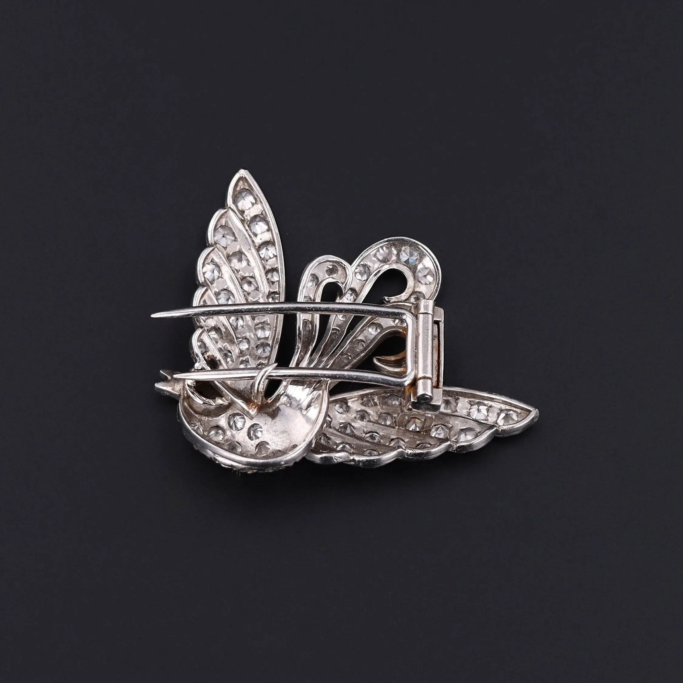 Art Deco Diamond and Platinum Fur Clip Brooch