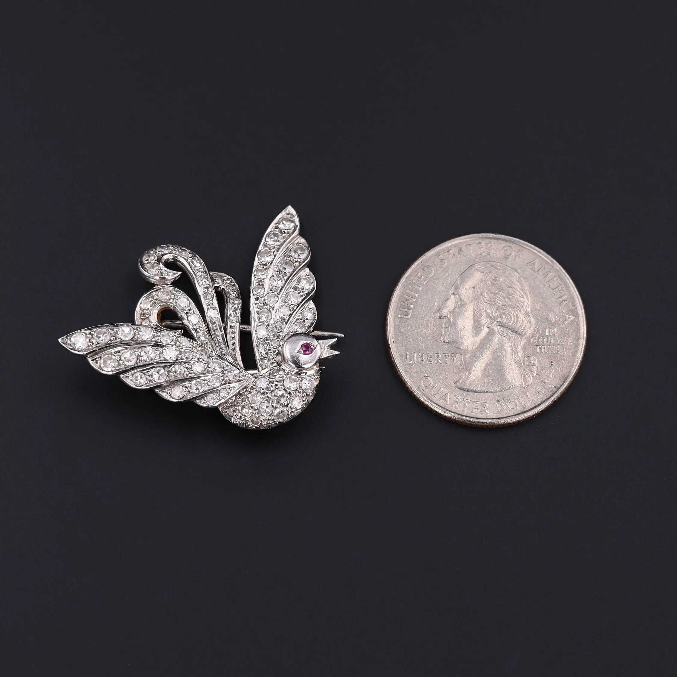 Art Deco Diamond and Platinum Fur Clip Brooch