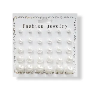 Assorted Sizes Pearl Earring Combo (15 Pairs)