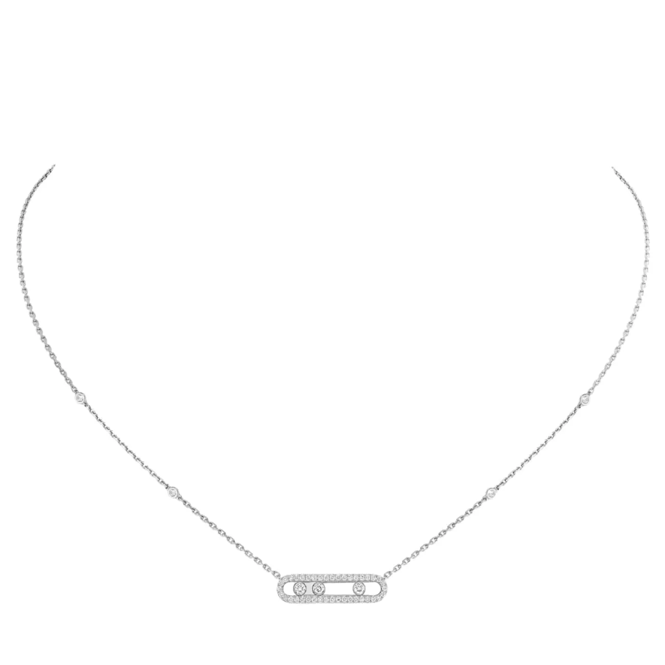 Baby Move 18K White Gold Diamond Pavé Necklace