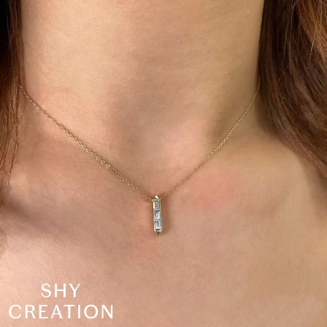 Bailey 14K White Gold 0.18 ct Diamond Baguette Cut Pendant Necklace