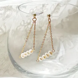 Baroque Pearl Triangle Drop Earrings - Handmade with Freshwater Pearls and Gold-Plated Studs