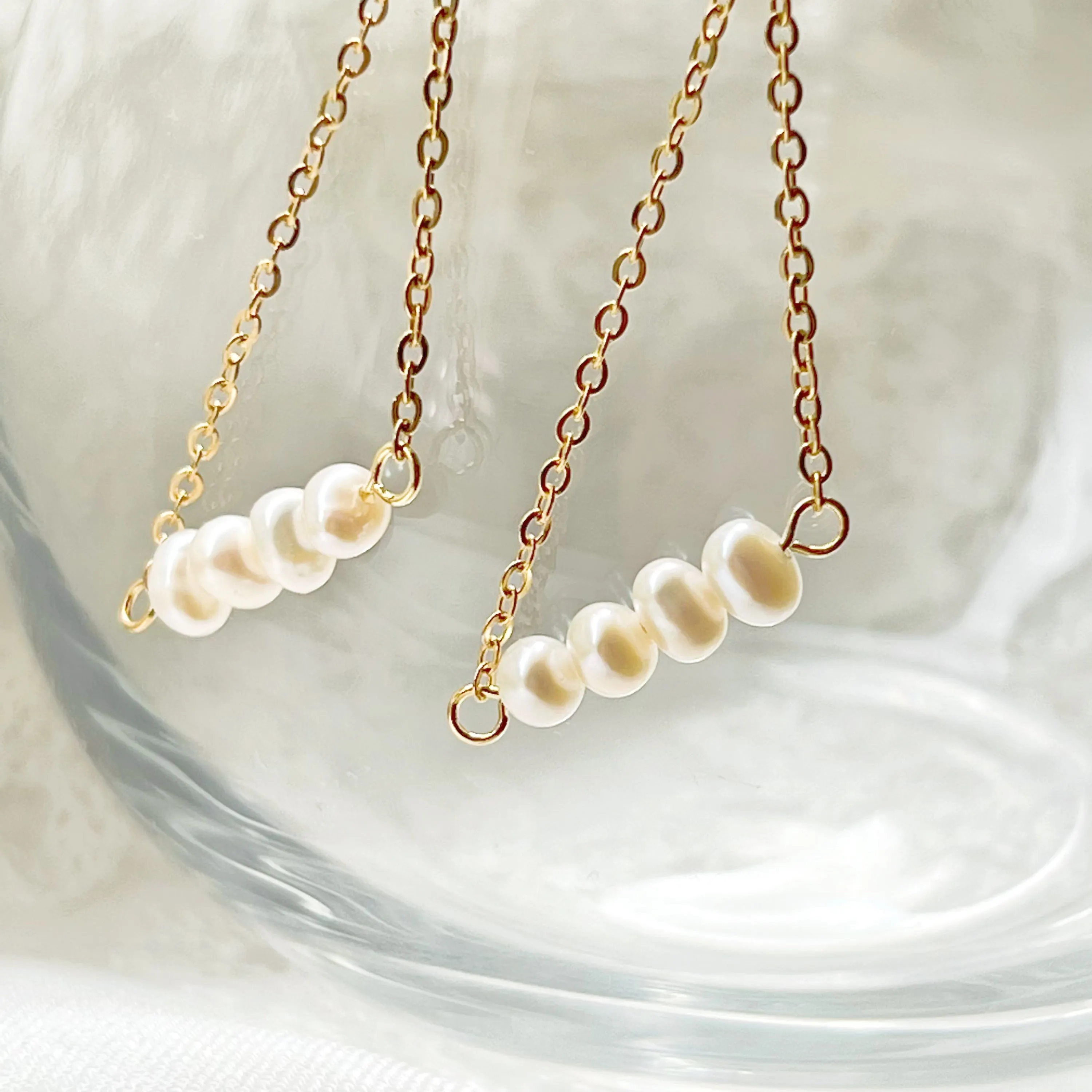 Baroque Pearl Triangle Drop Earrings - Handmade with Freshwater Pearls and Gold-Plated Studs