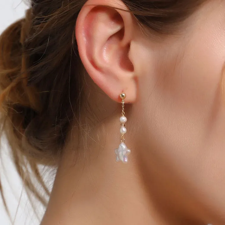 Baroque Star and Tassel Drop Earrings