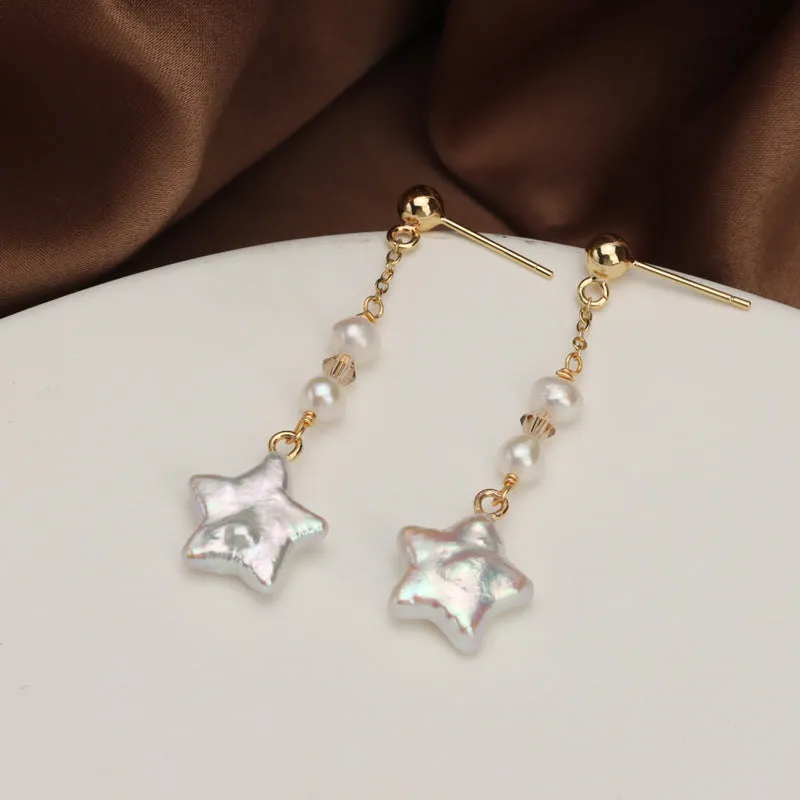 Baroque Star and Tassel Drop Earrings