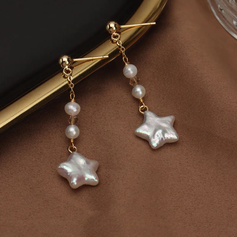 Baroque Star and Tassel Drop Earrings