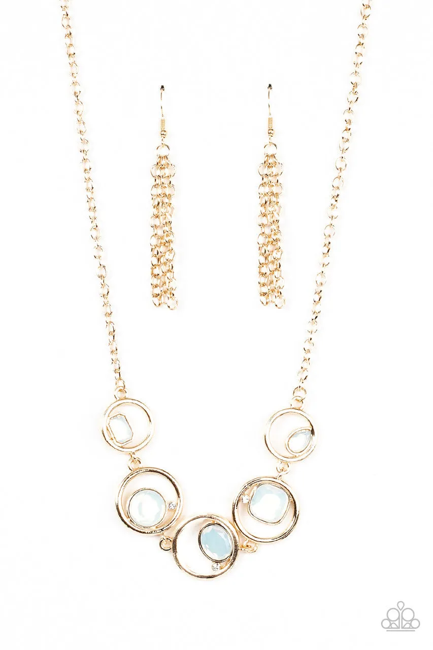 Big Night Out - Gold - Opalescent White Rhinestone Paparazzi Short Necklace