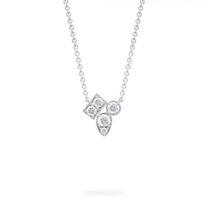 Birks Splash 18K White Gold Diamond Cluster Necklace