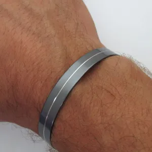 Black Bracelet - Line Cuff for Men