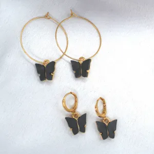 Black Butterfly Earring Set