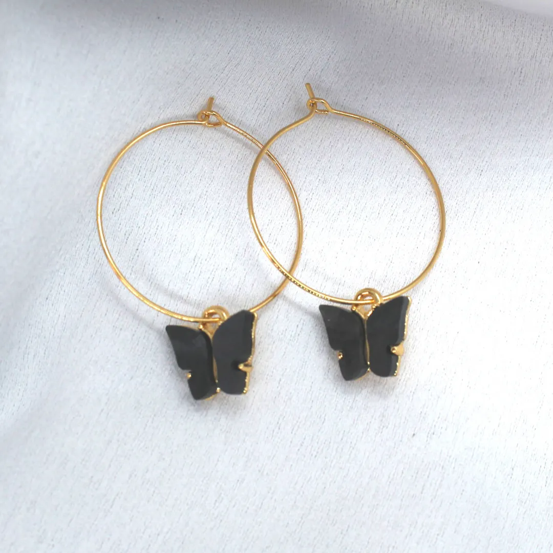 Black Butterfly Earring Set