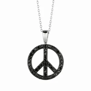 BLACK DIAMOND PEACE SIGN NECKLACE 14K GOLD (0.34 CTW)