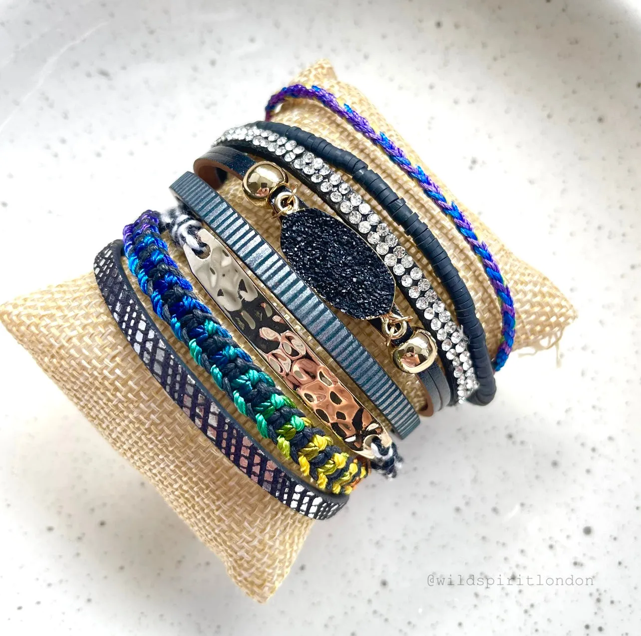 Black Fiesta Boho Cuff Bracelet