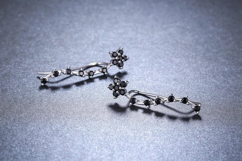 Black Flower Spinel Earrings