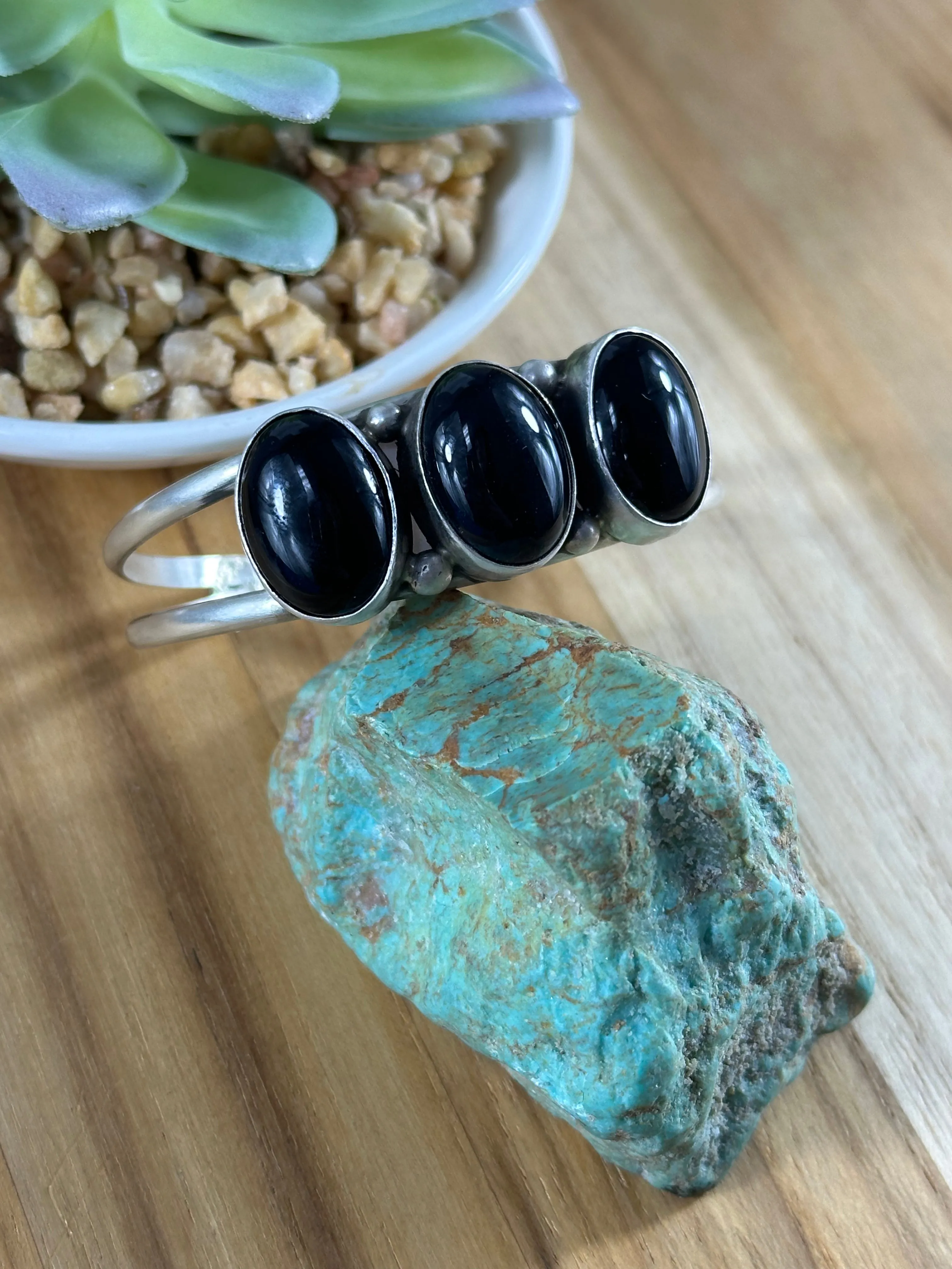 Black Onyx 3-Stone Cuff