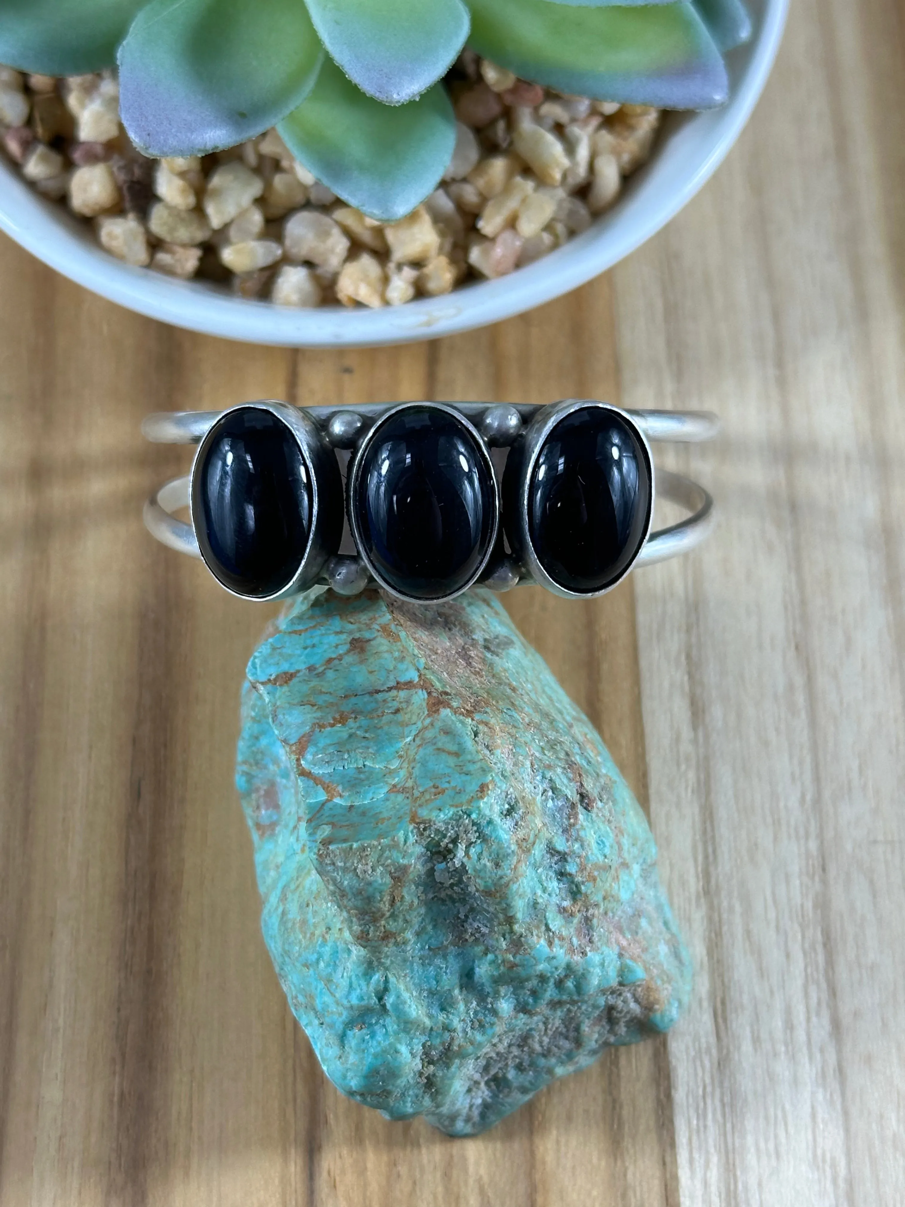 Black Onyx 3-Stone Cuff