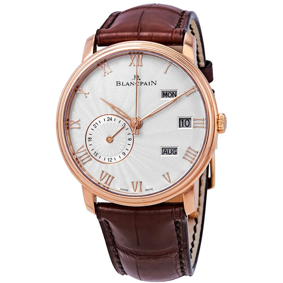 Blancpain Villeret Silver Dial 18kt Rose Gold Brown Leather Men's Watch 6670-3642-55B