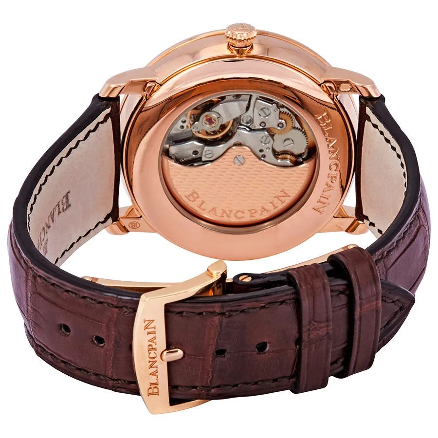 Blancpain Villeret Silver Dial 18kt Rose Gold Brown Leather Men's Watch 6670-3642-55B