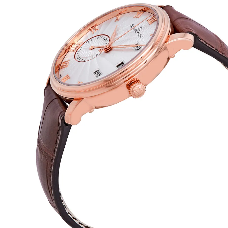 Blancpain Villeret Silver Dial 18kt Rose Gold Brown Leather Men's Watch 6670-3642-55B