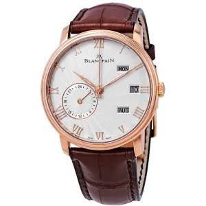 Blancpain Villeret Silver Dial 18kt Rose Gold Brown Leather Men's Watch 6670-3642-55B