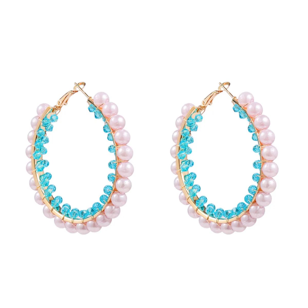 Blue Acrylic & Pearl 18K Gold-Plated Hoop Earrings