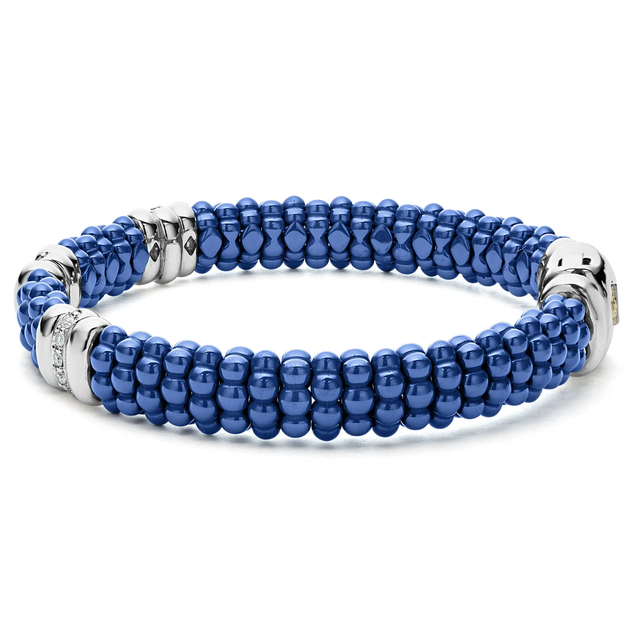 Blue Caviar Ultramarine Three Station Ceramic Diamond Bracelet | 9mm