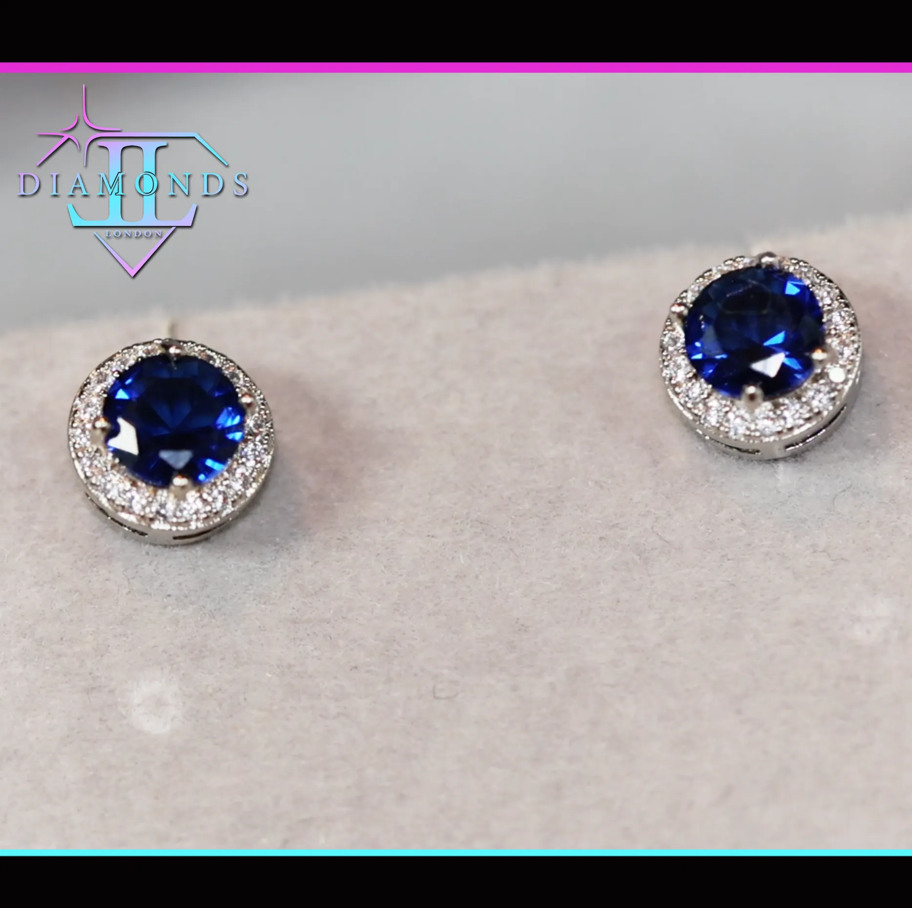Blue diamond ear studs, Blue diamond earrings, Round sapphire blue ear studs