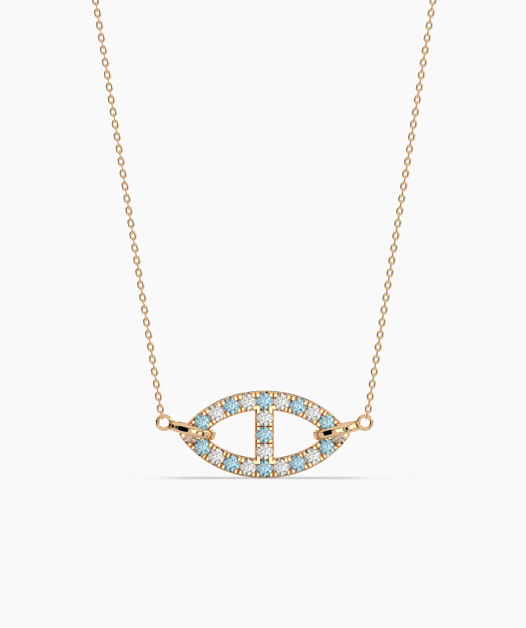 Blue Horizon: 14K Solid Gold Oval Pendant