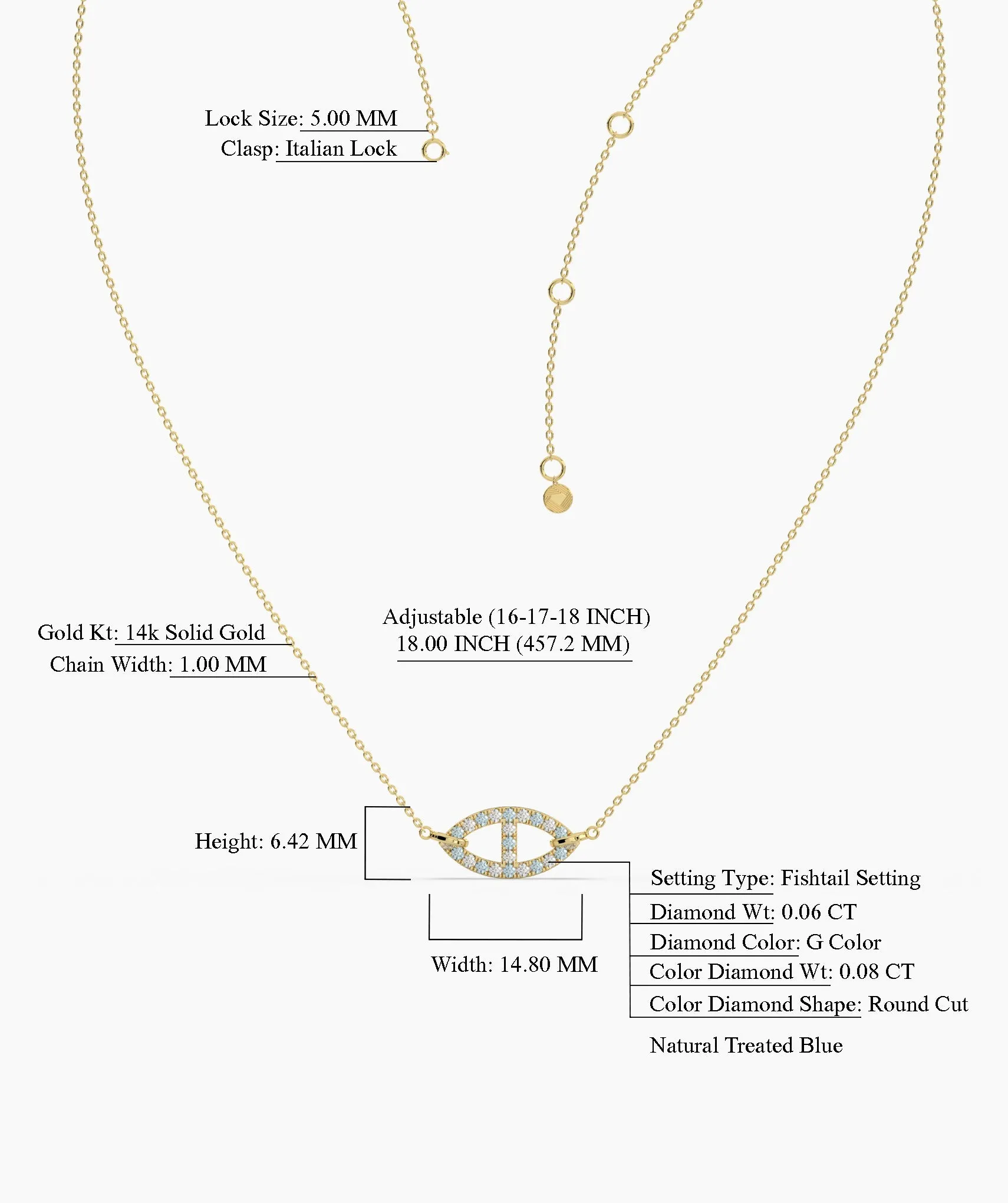 Blue Horizon: 14K Solid Gold Oval Pendant