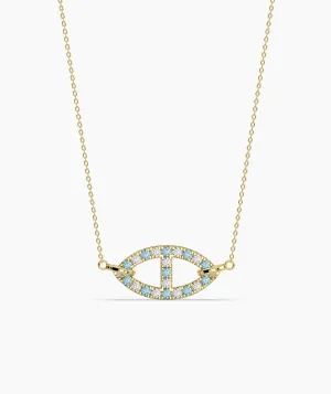 Blue Horizon: 14K Solid Gold Oval Pendant