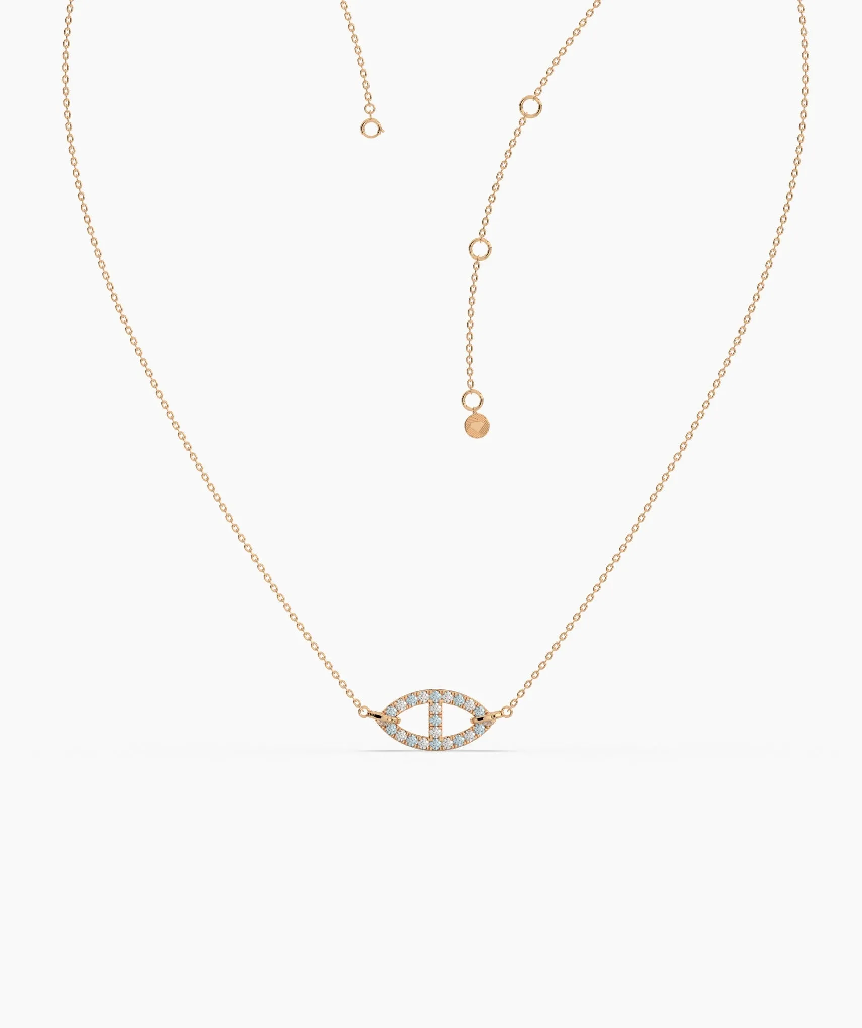 Blue Horizon: 14K Solid Gold Oval Pendant