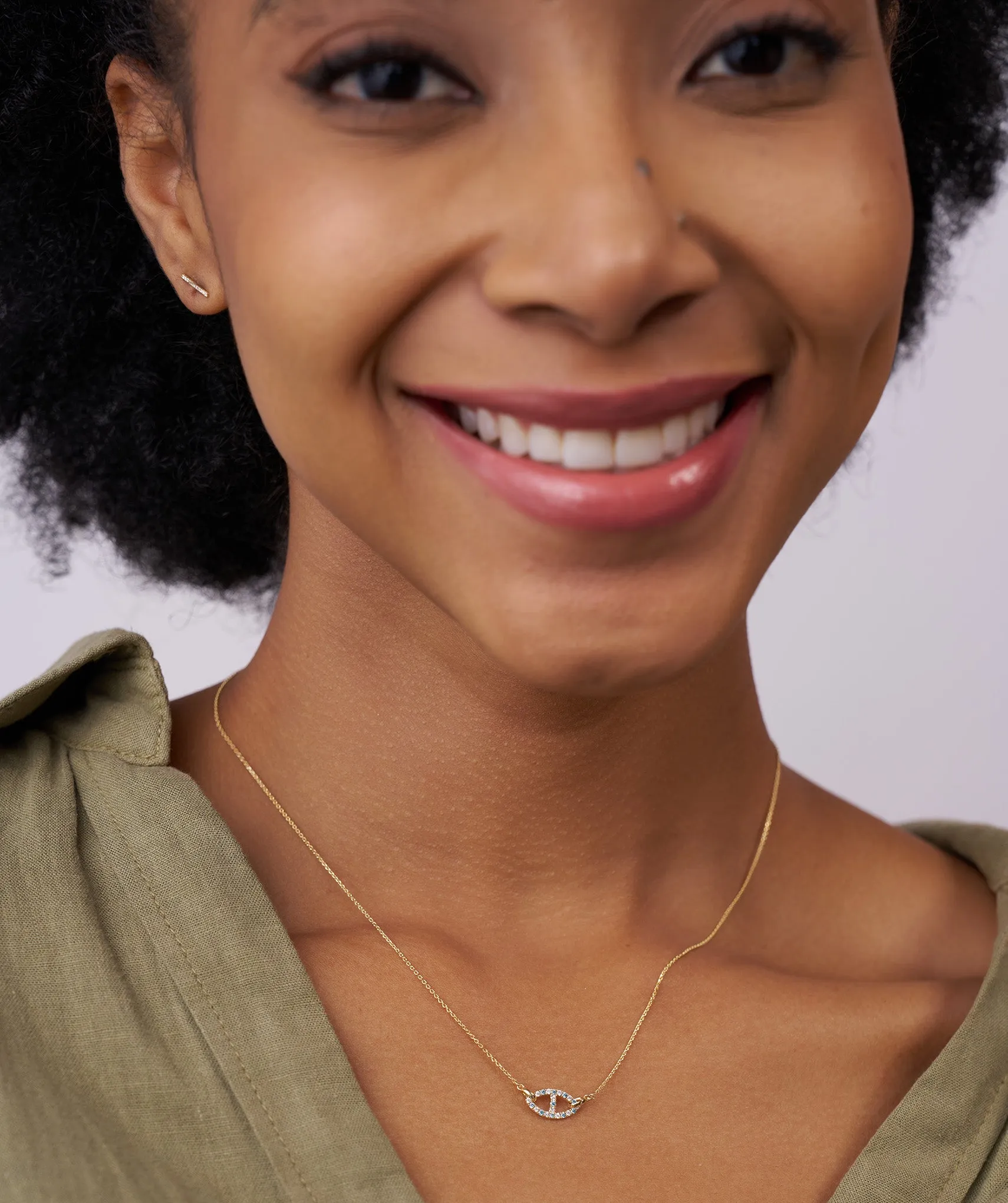 Blue Horizon: 14K Solid Gold Oval Pendant