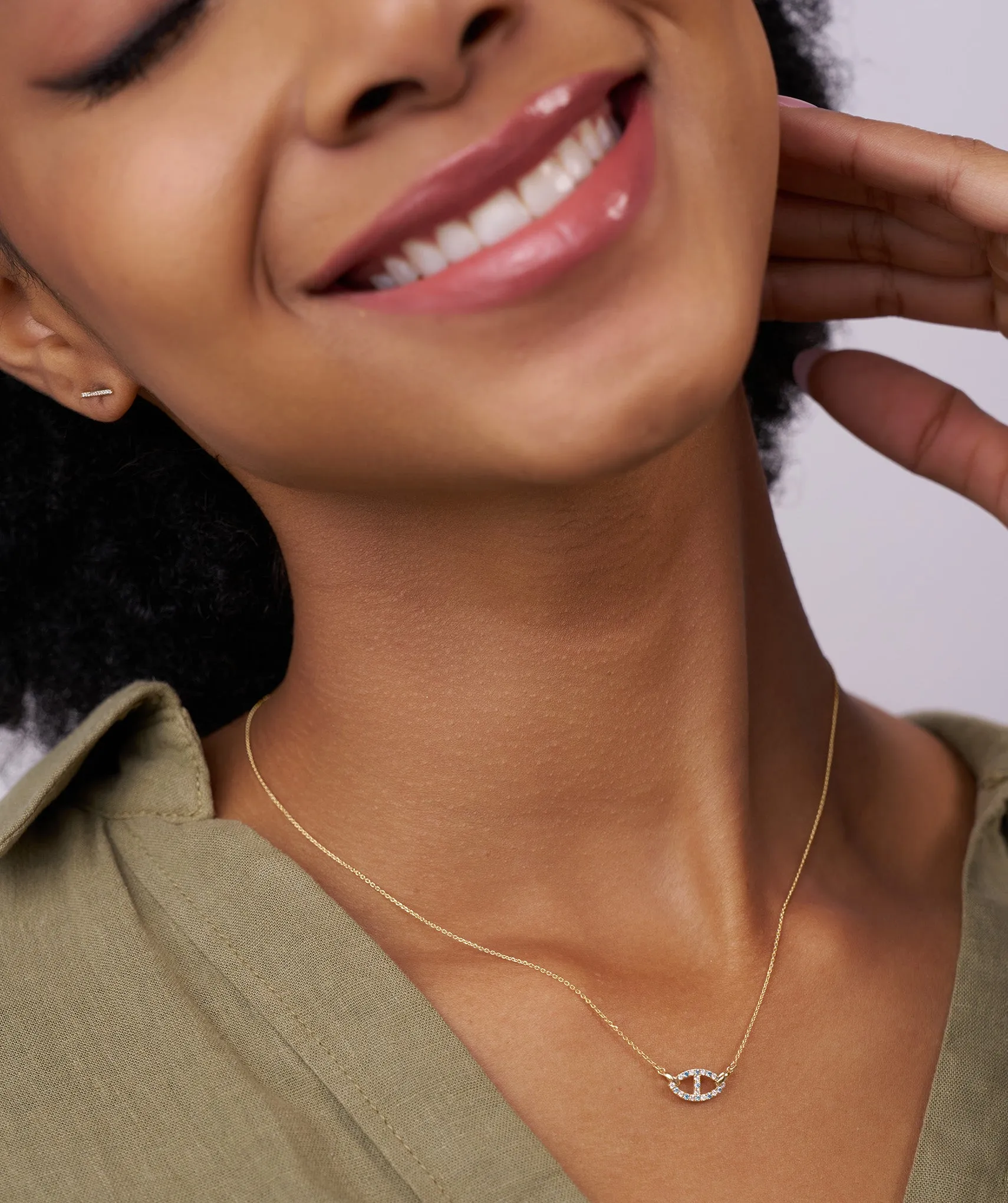 Blue Horizon: 14K Solid Gold Oval Pendant