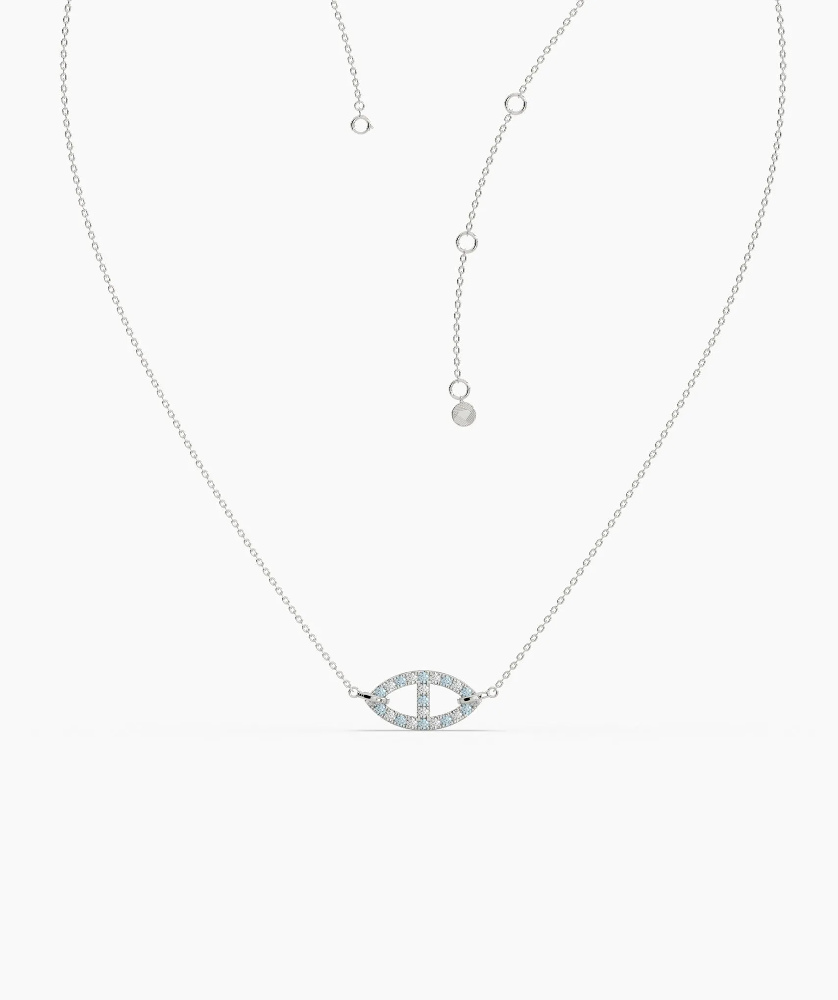 Blue Horizon: 14K Solid Gold Oval Pendant