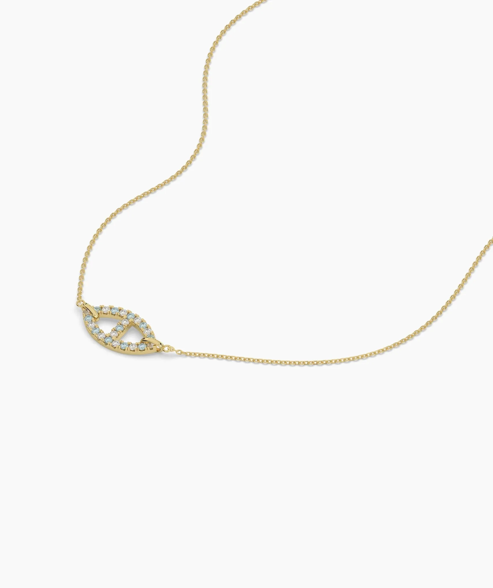 Blue Horizon: 14K Solid Gold Oval Pendant