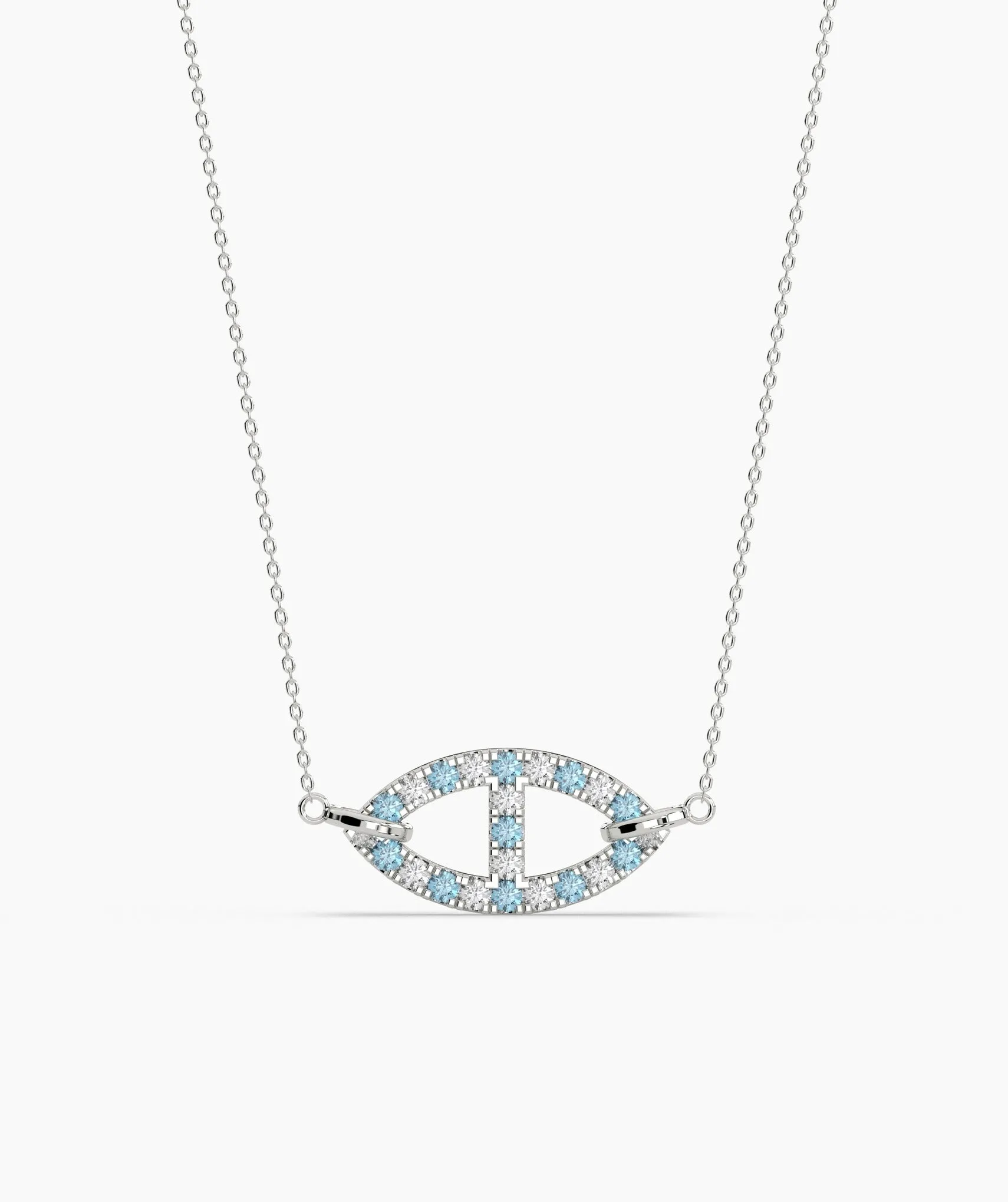 Blue Horizon: 14K Solid Gold Oval Pendant