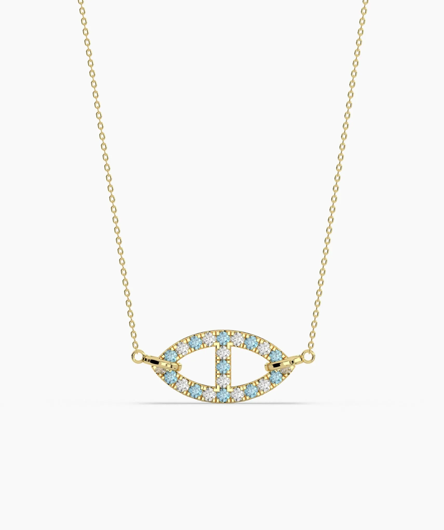 Blue Horizon: 14K Solid Gold Oval Pendant
