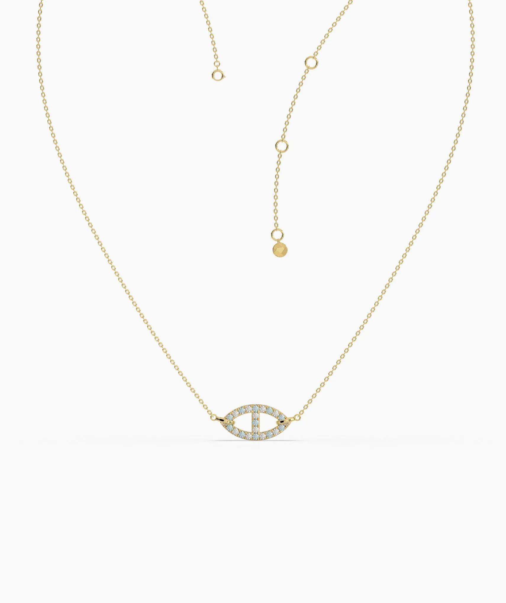 Blue Horizon: 14K Solid Gold Oval Pendant