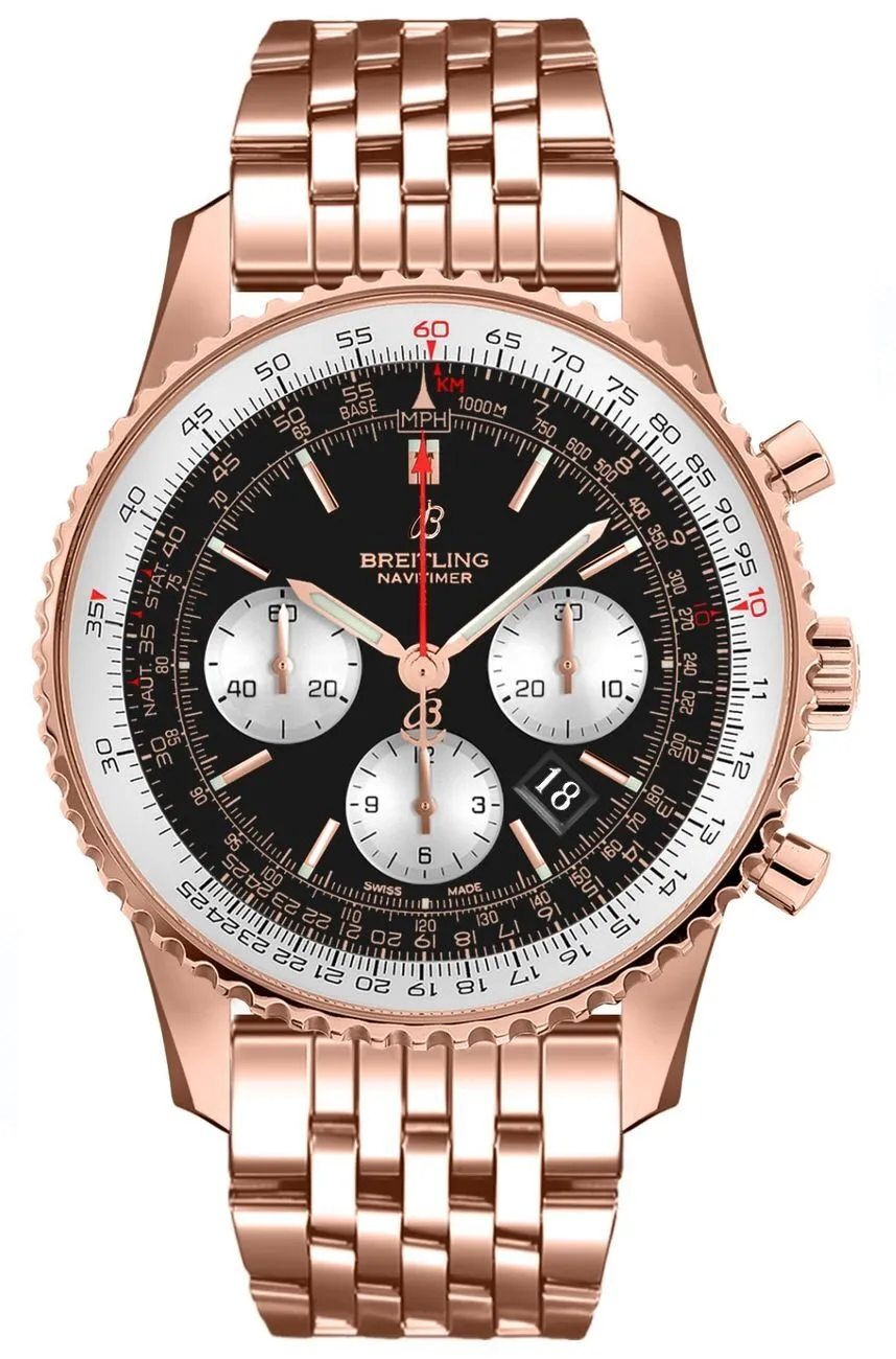 Breitling Navitimer 1 Chronograph Automatic Chronometer Black Dial Men's Watch RB0121211B1R1