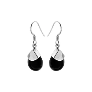 Bridget silver capped black onyx earrings