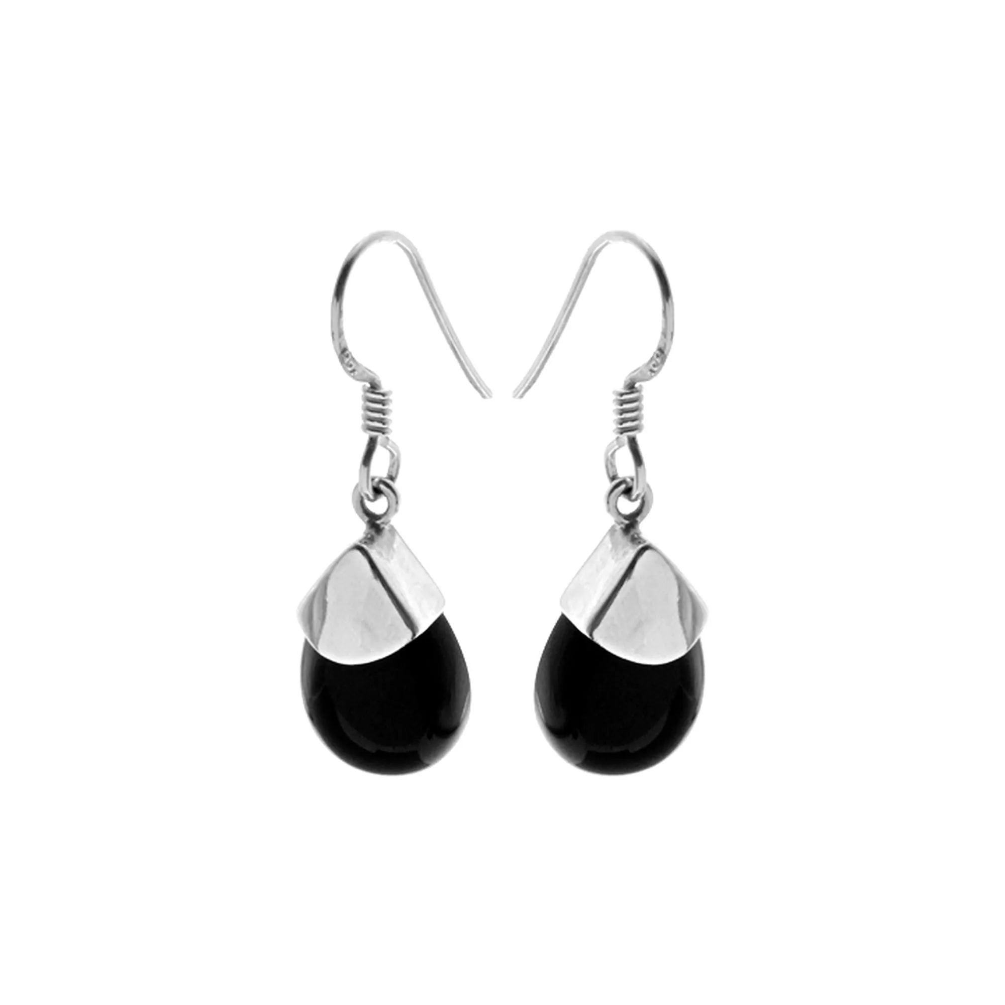 Bridget silver capped black onyx earrings